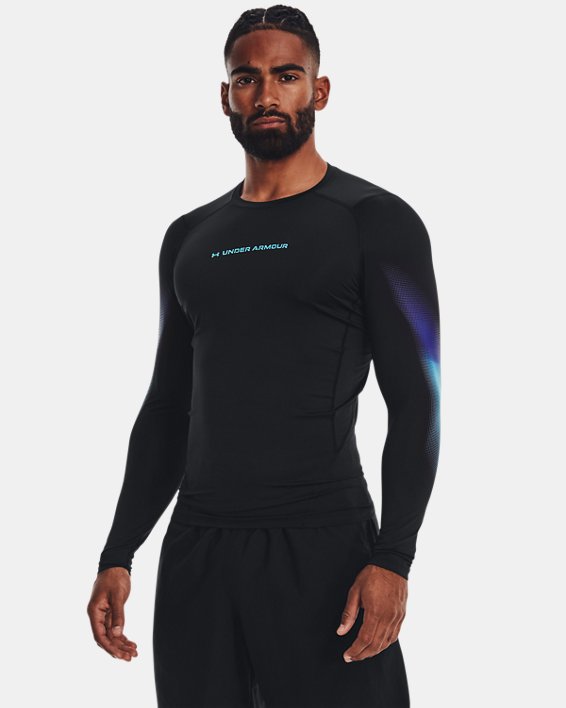 Men's HeatGear® Long Sleeve, Black, pdpMainDesktop image number 0